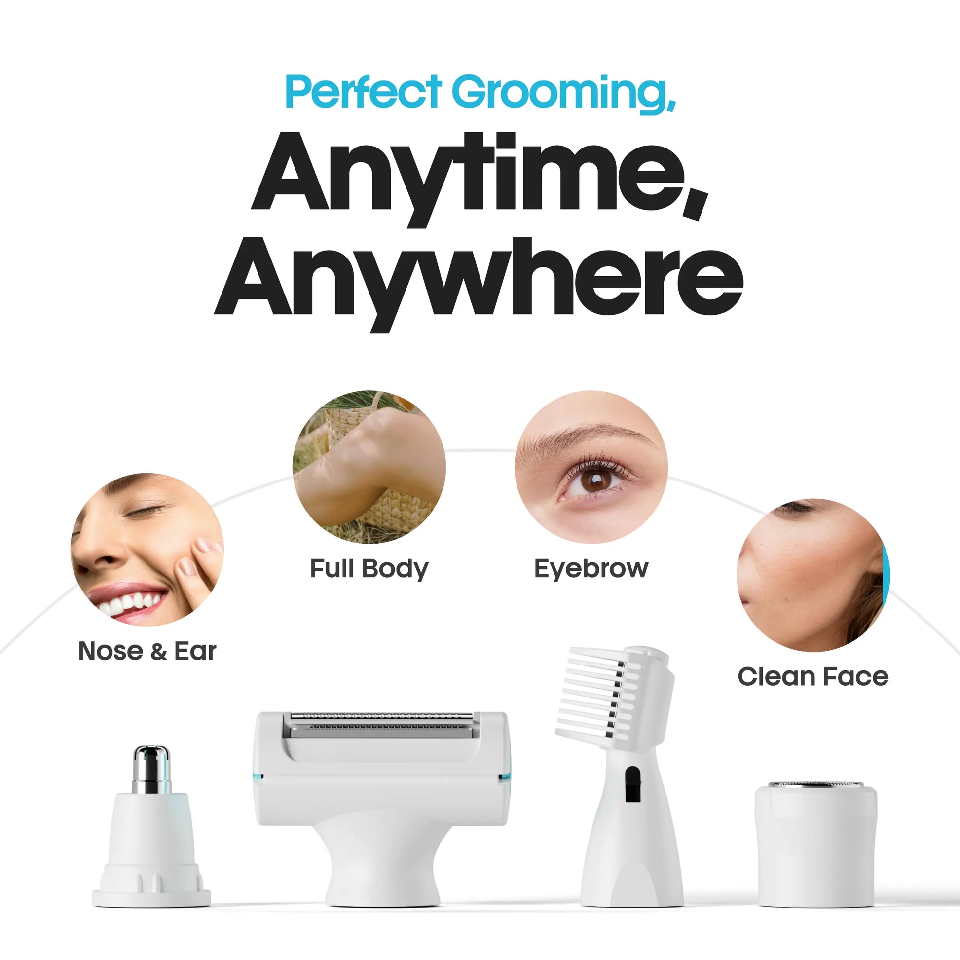 Electric Shaver for Women, Waterproof Pubic Hair Trimmers and Facial Hair Remover, Replaceable Razors & Nose Hair Trimmer