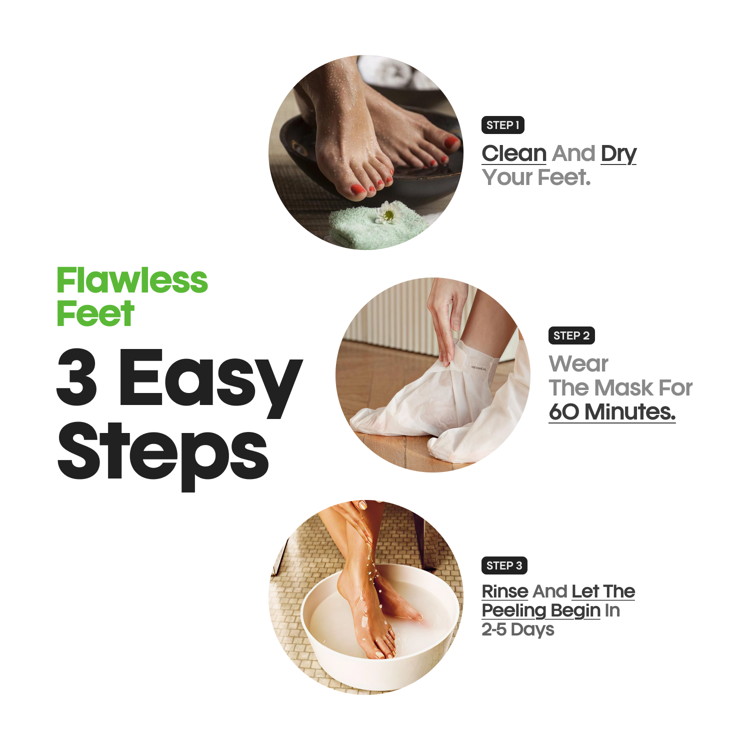 Step to use foot pel mask