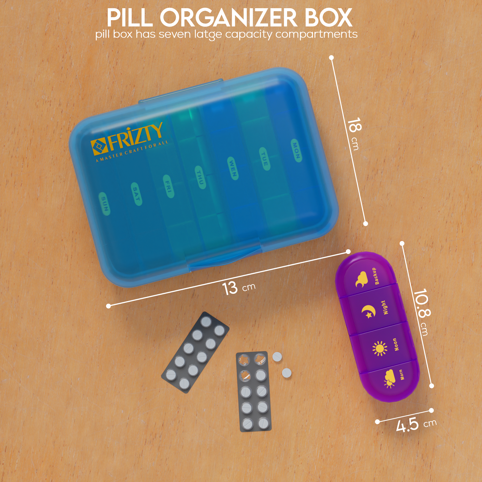 Frizty Weekly Pill Organizer