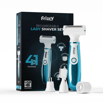 Frizty Rechargeable Electric Trimmer for Women | 4-in-1 Face & Body Hair Trimmer for Women | 4 Heads- Bikini Trimmer & Shaver, Face & Body Trimmer