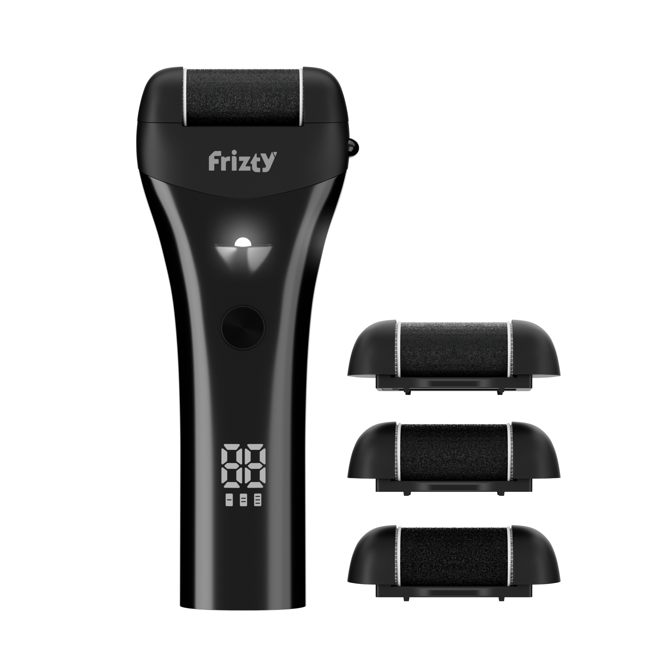 Electronic Callus Remover for Feet with Gel - 3 Interchangeable Rollers & 3 Speed Modes (Black)