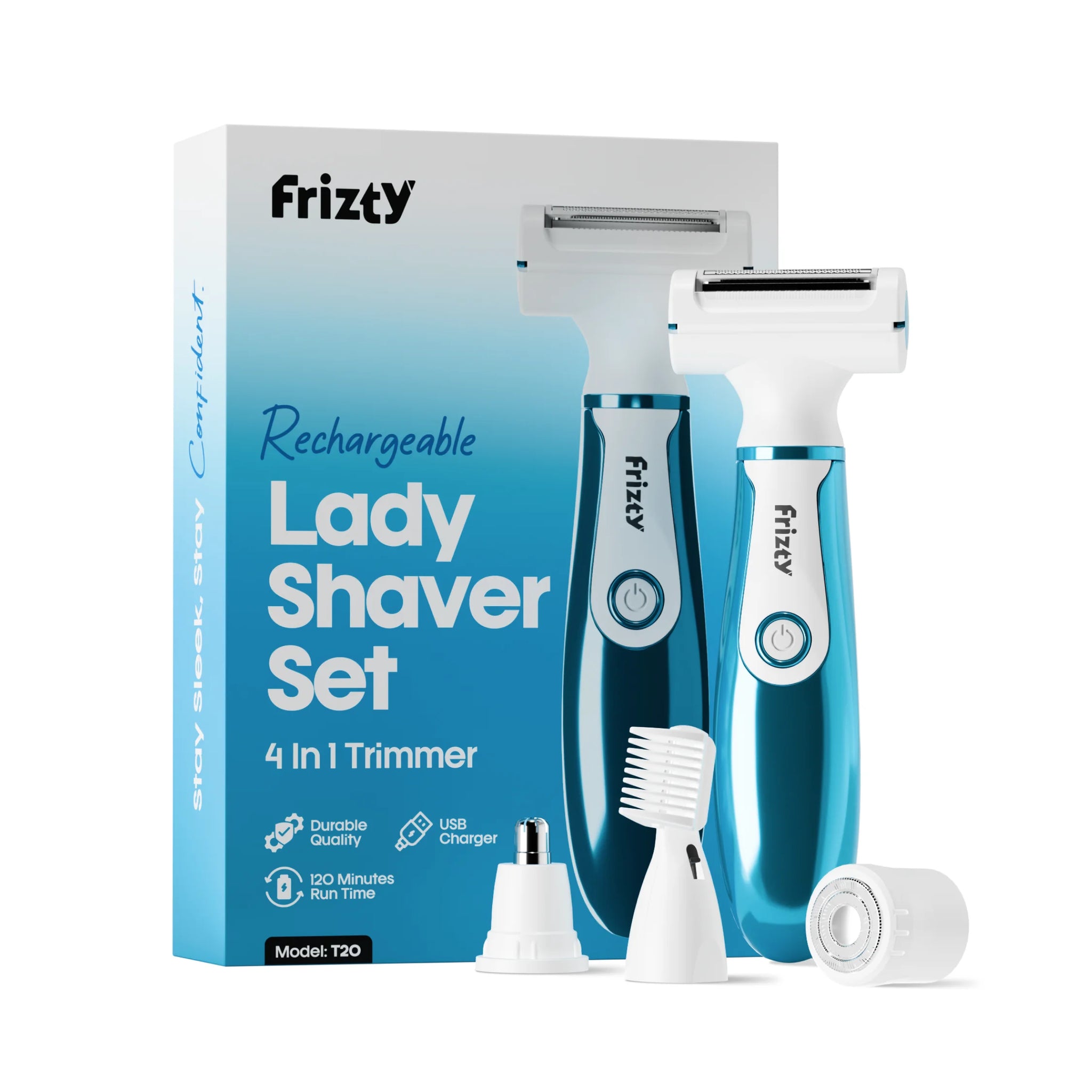 Face & Body Hair Trimmer for Women | 4 Heads- Bikini & Body Shaver, Face & Eyebrow, Nose and Ear Trimmer | Rechargeable