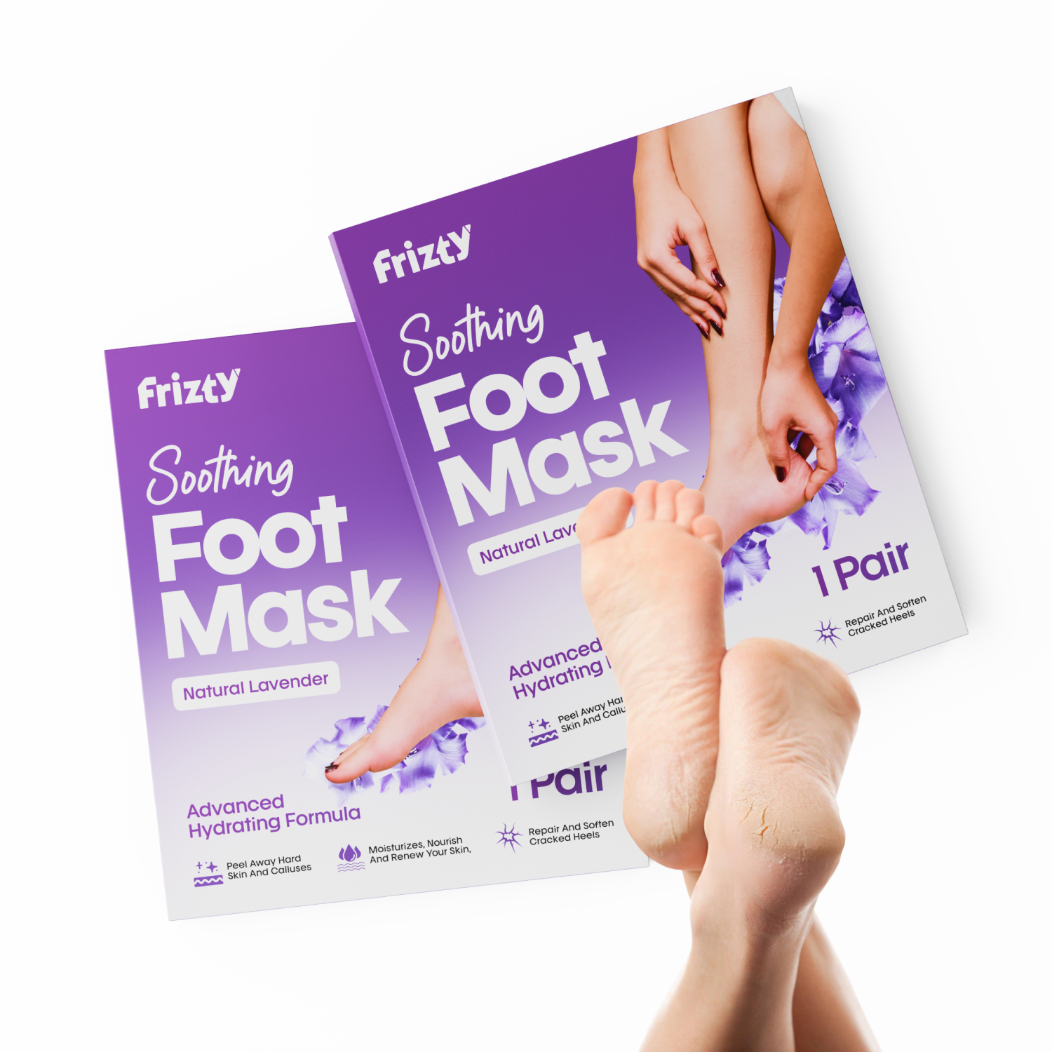 Frizty Foot Mask with Lavender & Tea Tree Oil - Exfoliate, Peel & Renew