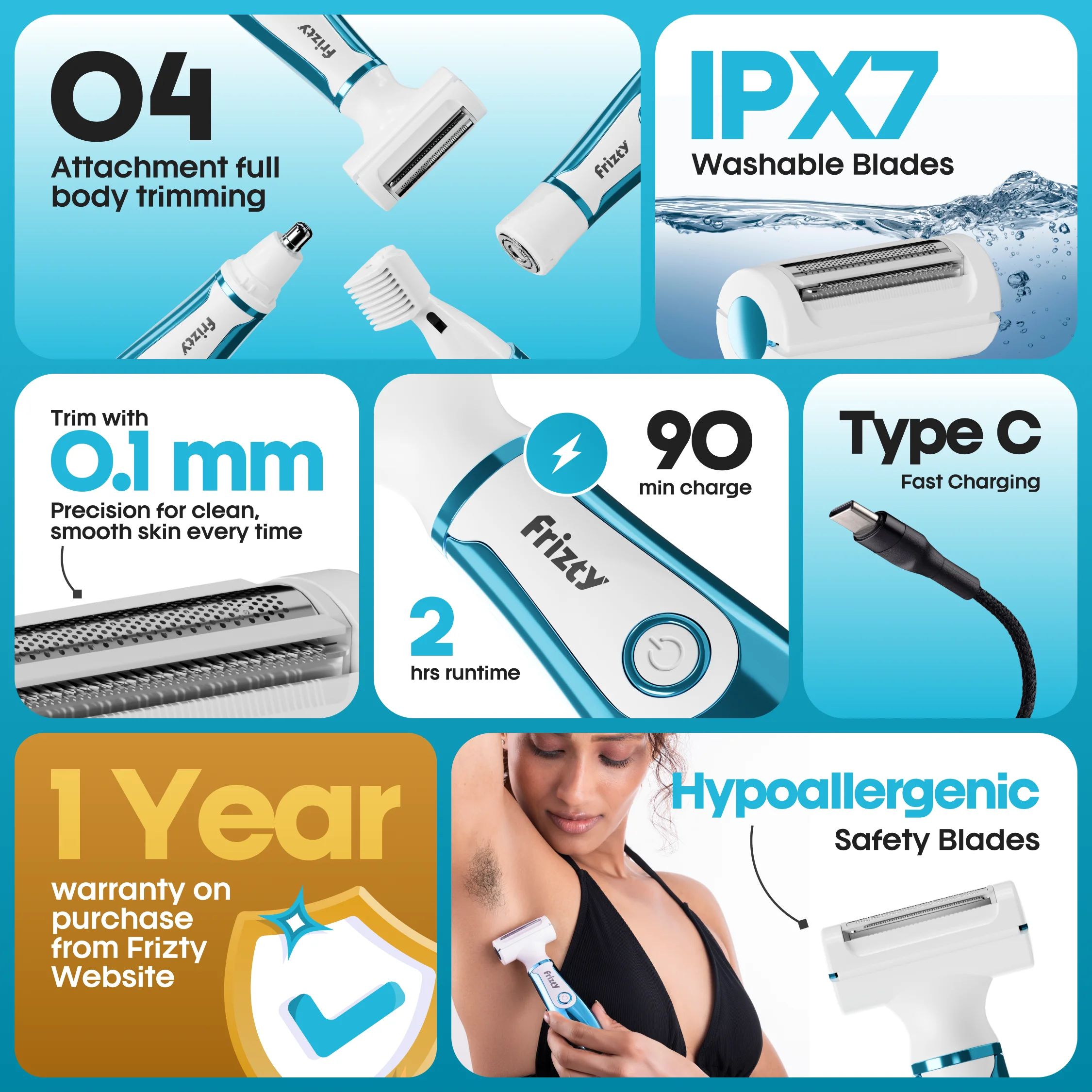 4-in-1 bikini trimmer + Head Masager