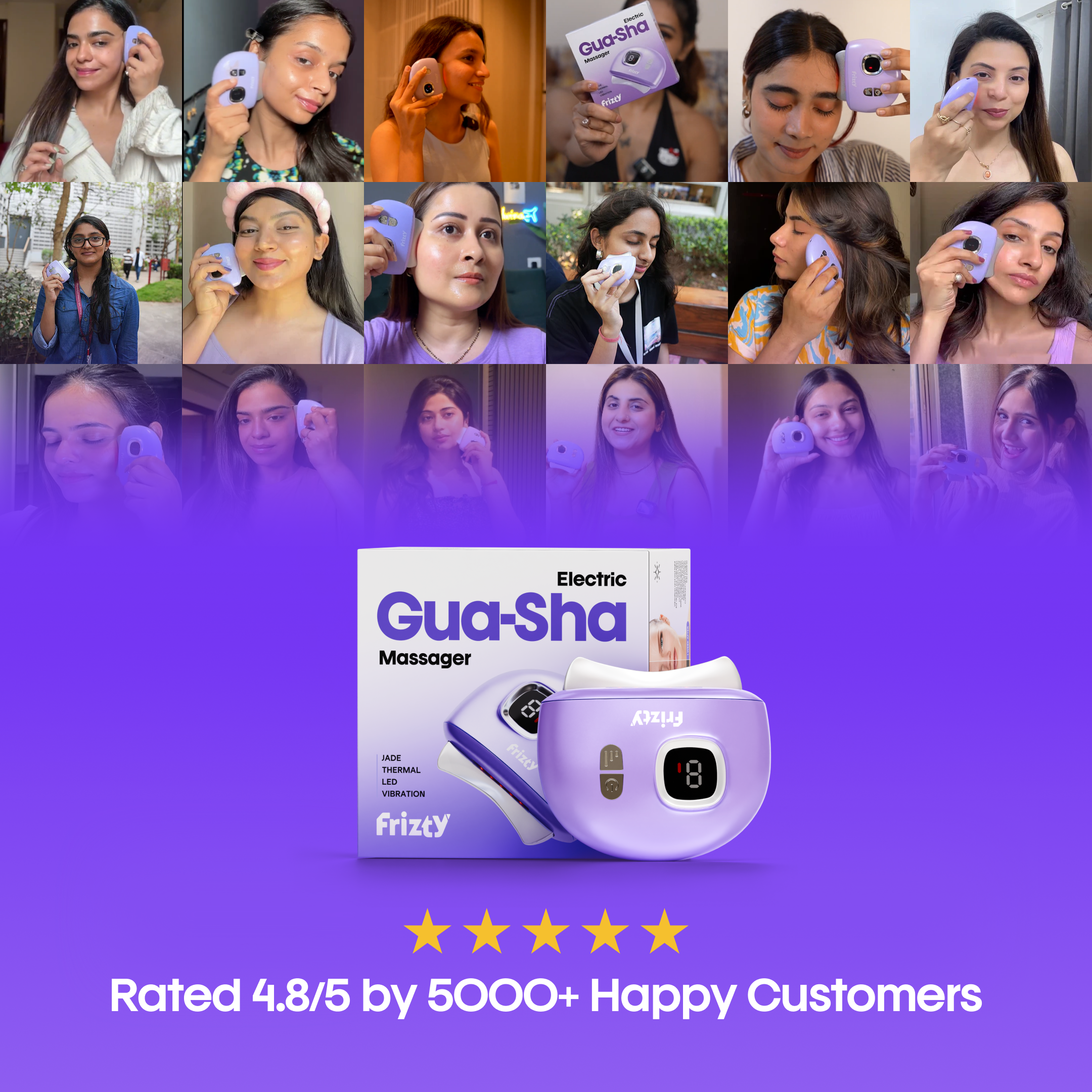 Frizty Electric Gua sha Massager with 9 Levels | Red Light Therapy | Sonic Pulsation & Heat Therapy Massager | Scraping Tool for a Lifted, Depuffed, and Sculpted face