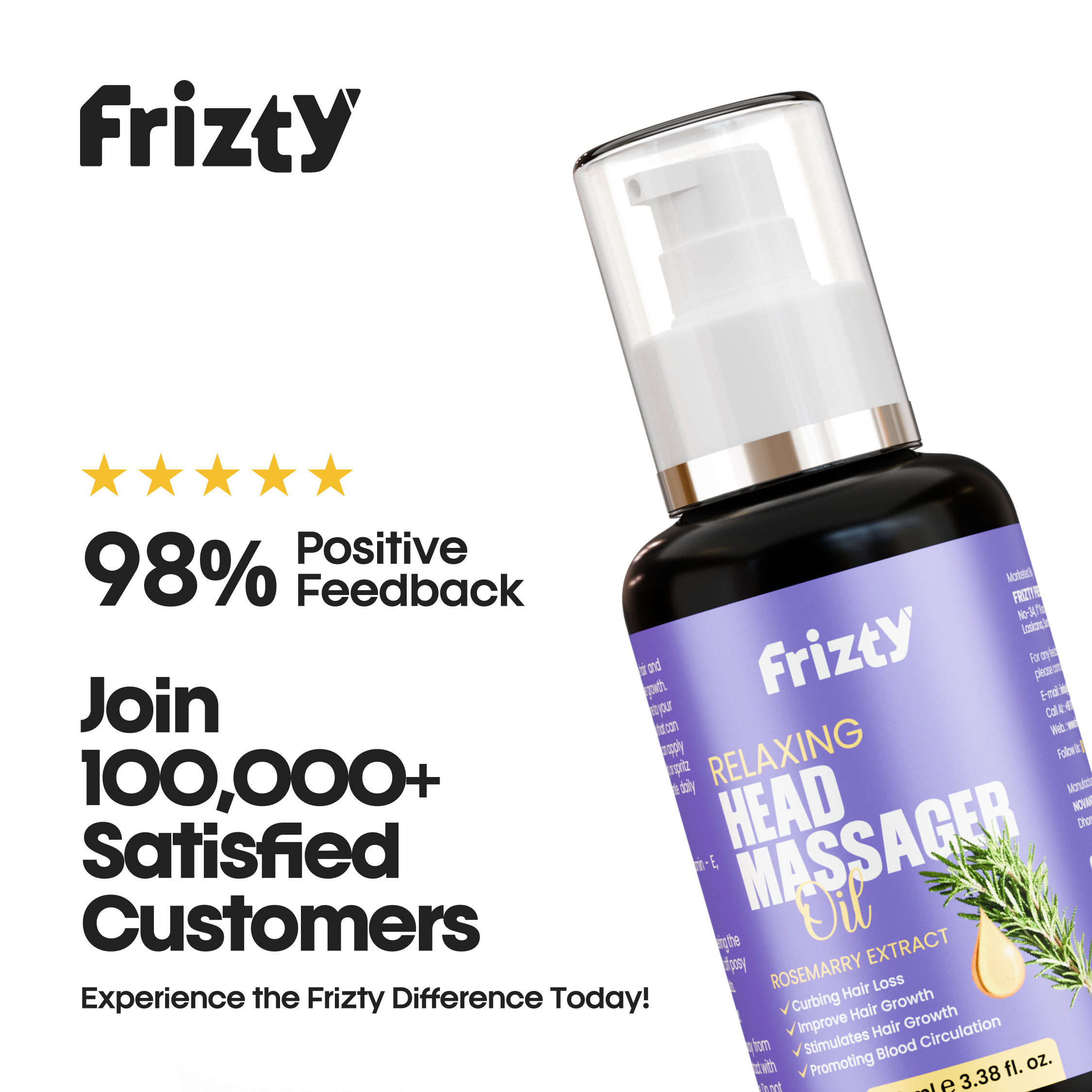 Frizty Rosemarry Essential Hair Oil | Hair Growth Oil | Hairfall Control | Women and Men