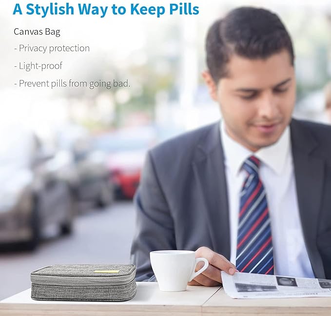 Frizty Pill Organizer - 3 Times a Day, Portable Travel Pill Box with Large Compartments for Vitamin, Medicine, and Supplements