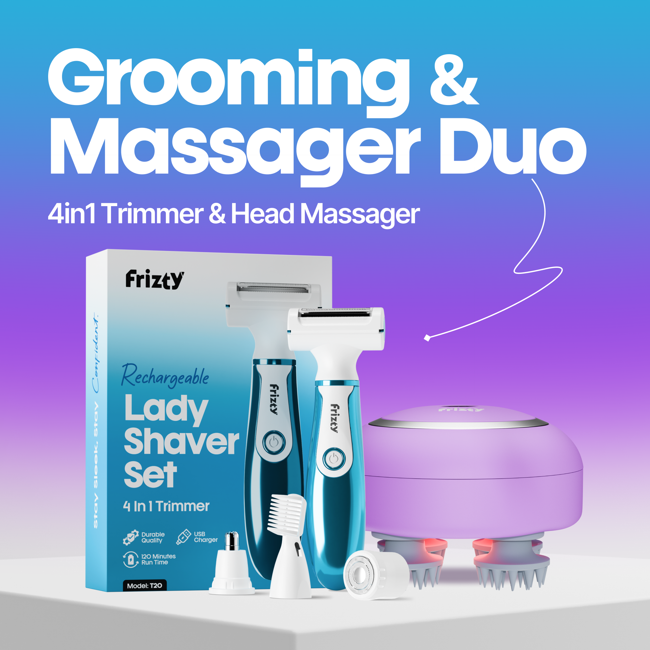Frizty's 4-in-1 Slixy trimmer | Bikini | Eyebrows | Upperlip | Chin | Underarms | Body