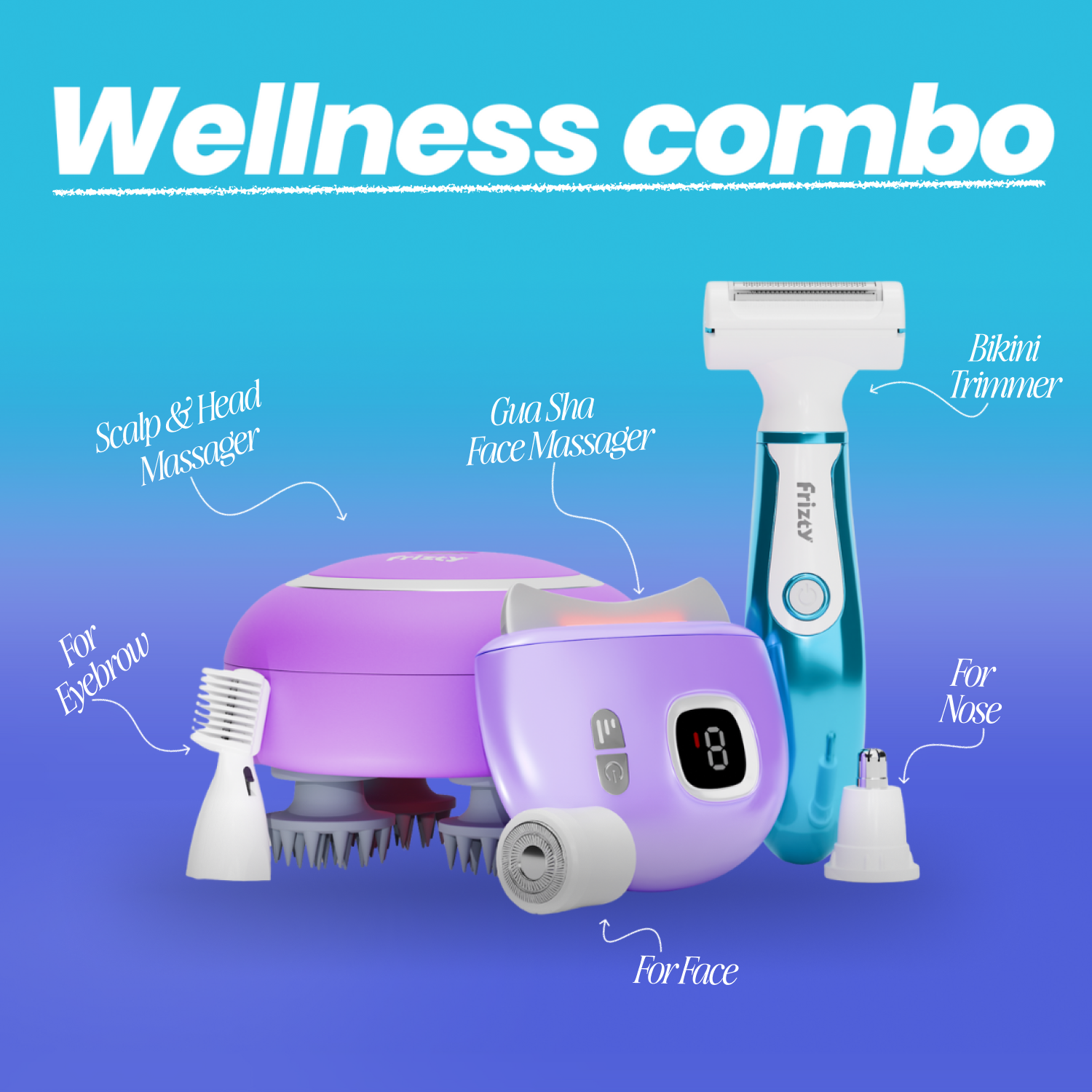Wellness Combo | Gua-sha Face Massager + Head Masager + 4-in-1 Slixy trimmer